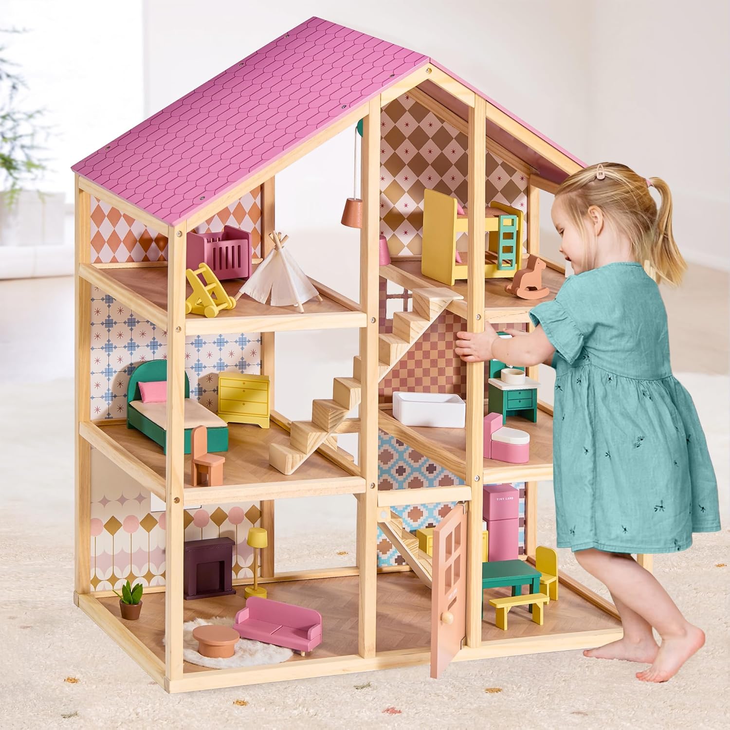 Montessori Shelf Toy - ชั้นวางหนังสือและของเล่นมอนเตสซอรี่สำหรับเด็ก, ตู้เก็บของ 5 ช่อง, ไม้เบิร์ช |