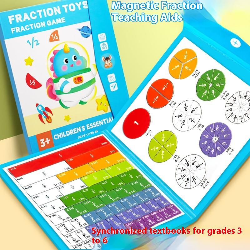 Math Manipulative Set - ชุดตัวต่อเศษส่วนแม่เหล็กสำหรับเด็ก 1 ชุด และวงกลมเศษส่วน ของเล่นเสริมทักษะคณิตศาสตร์สำหรับเด็กประถม ตัวต่อเศษส่วนแม่เหล็กเพื่อการศึกษา