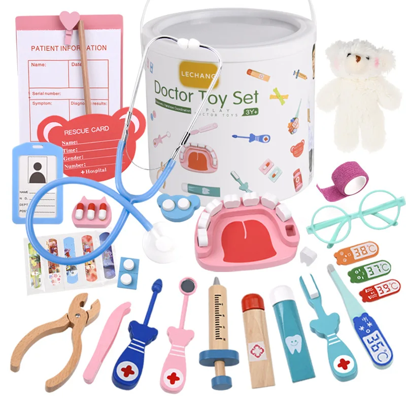 Kids Doctor Education - ไม้ Pretend Play Doctor ชุดของเล่นเพื่อการศึกษาเด็กจําลองยาหน้าอกชุดทันตแพทย์พยาบาลเกมของเล่นทางการแพทย์สําหรับสาว