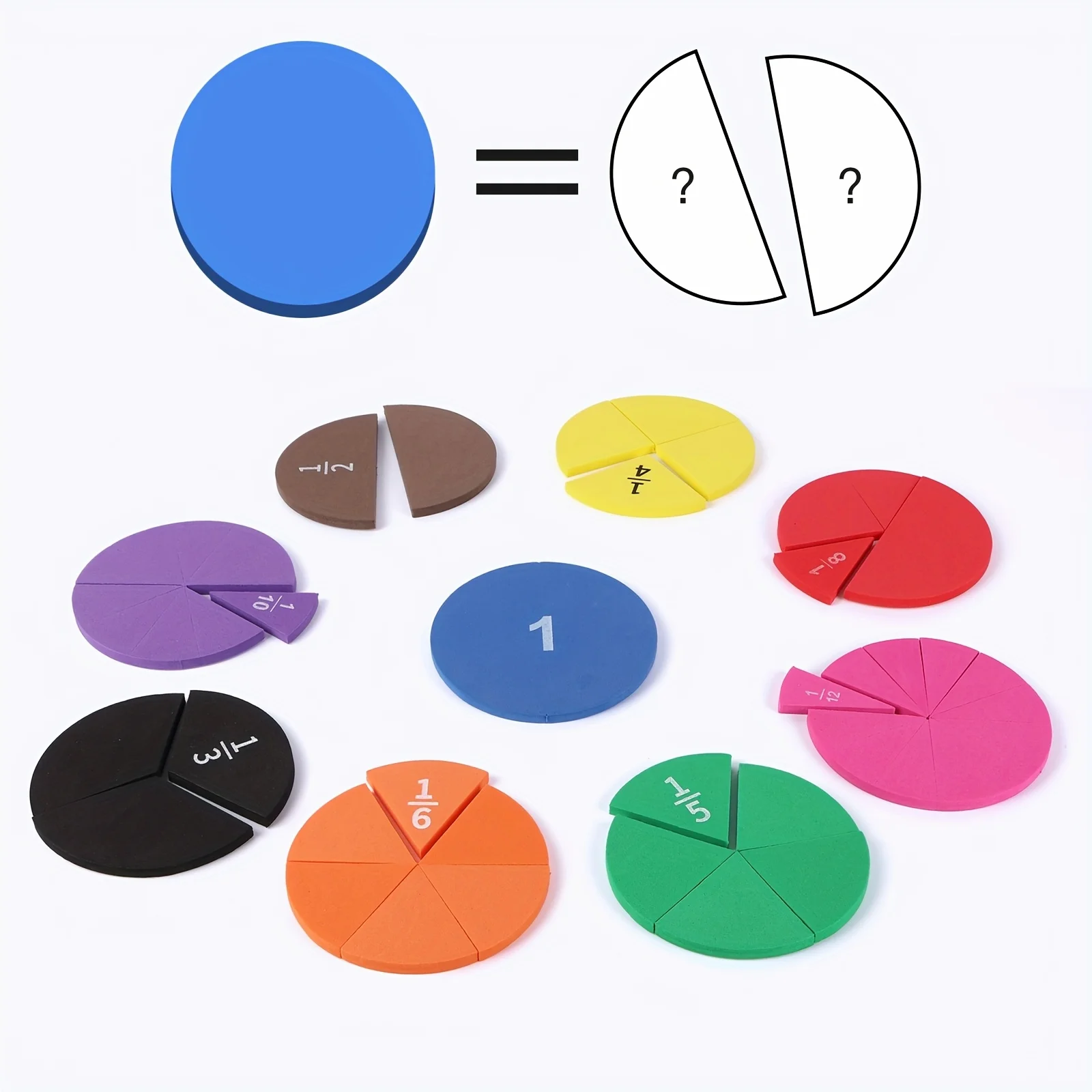 Math Manipulative Set - ชุดอุปกรณ์คณิตศาสตร์เศษส่วน 9 ชิ้น, วัสดุคณิตศาสตร์ EVA สำหรับการบวกและลบเศษส่วน,
