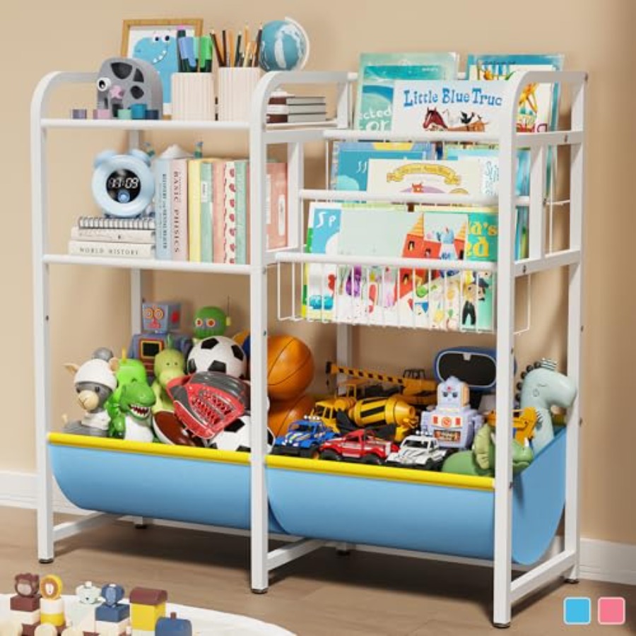 Montessori Shelf Toy - ชั้นวางหนังสือและที่เก็บของเล่น 3 in 1, ชั้นวางหนังสือเด็กแบบมอนเตสซอรี่, ชั้นวางหนังสือสำหรับเด็กวัยเตาะแตะ,