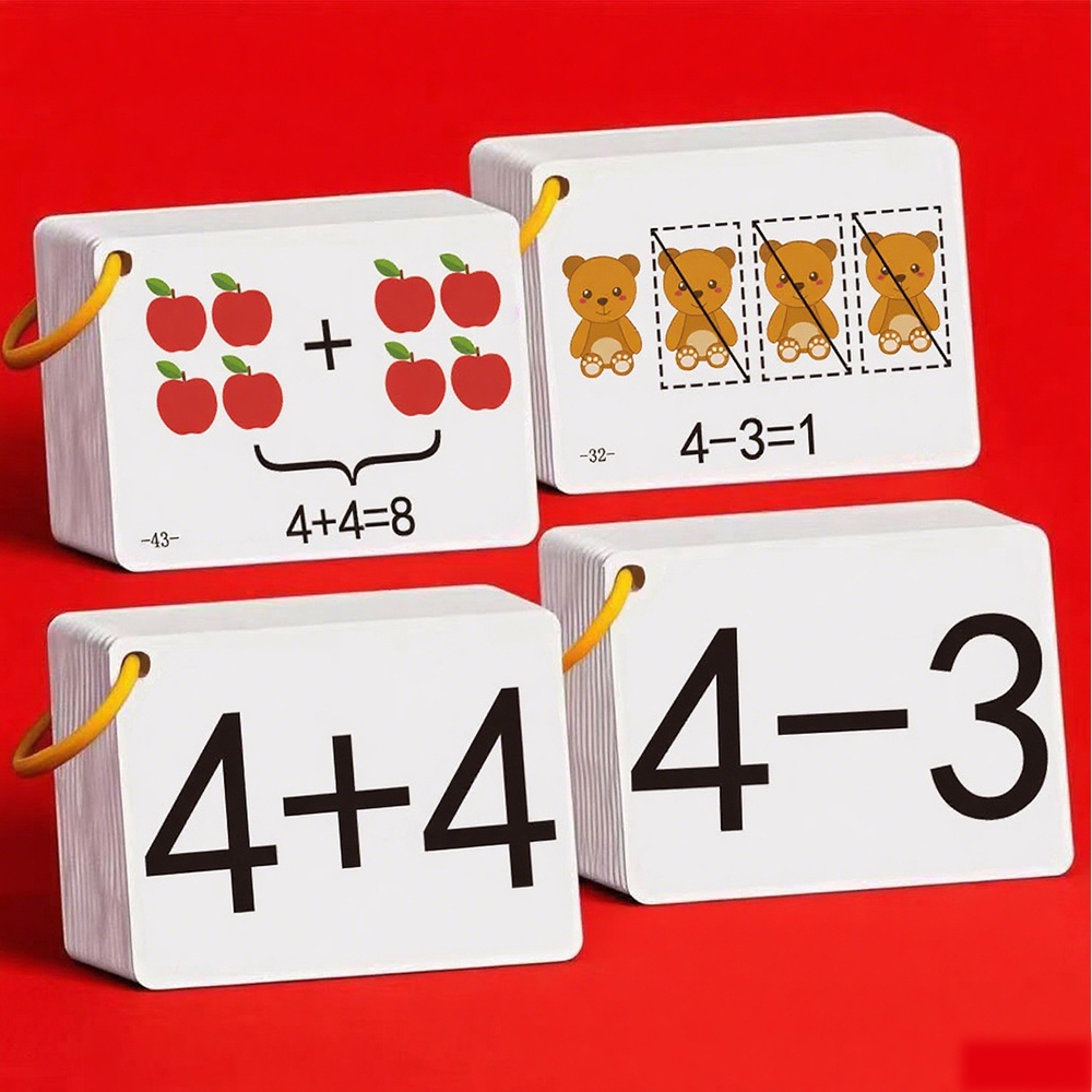 Math Manipulative Set - การ์ดการบวกและการลบ 132 ใบ ชุดสมบูรณ์เพื่อช่วยเด็กเล็กพัฒนาทักษะการคำนวณในวัยเริ่มต้น | แฟลชการ์ดคำนวณเลขในใจ