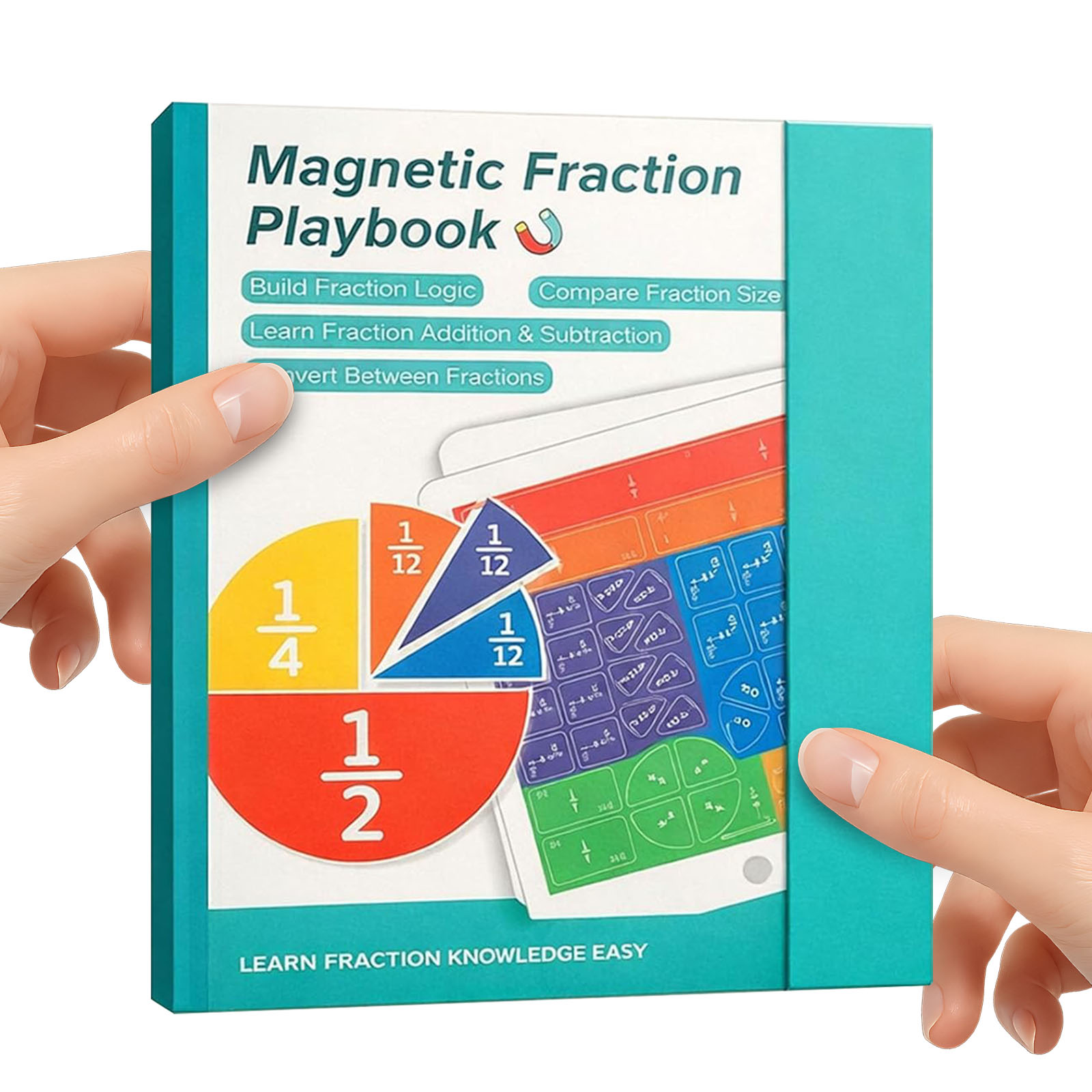 Math Manipulative Set - สื่อการสอนเศษส่วน ชุดอุปกรณ์การเรียนรู้เศษส่วน หนังสือเรียนเศษส่วน ชุดบล็อกปริศนาการเรียนคณิตศาสตร์สำหรับนักเรียนประถม