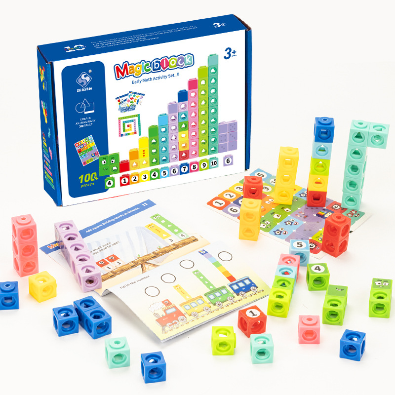 Math Manipulative Set - บล็อกตัวต่อดิจิทัล 1-10 ชุดลูกบาศก์เชื่อมต่อทางคณิตศาสตร์ 100 ชิ้น ของเล่นเสริมพัฒนาการเรียนรู้ตัวเลขและการศึกษาสำหรับเด็ก