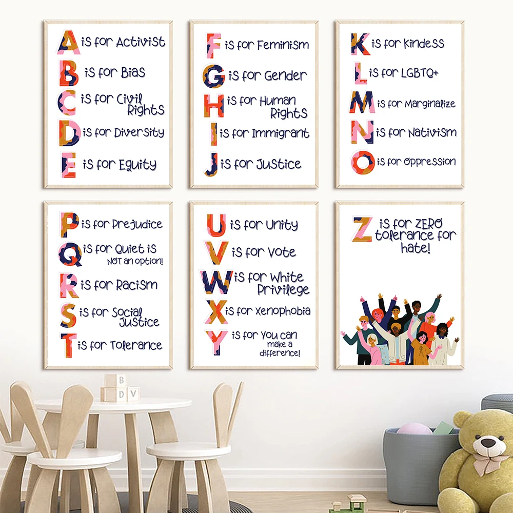 Kids Education Quote - เนอสเซอรี่ตัวอักษร Human Rights พิมพ์โปสเตอร์ Social Justice