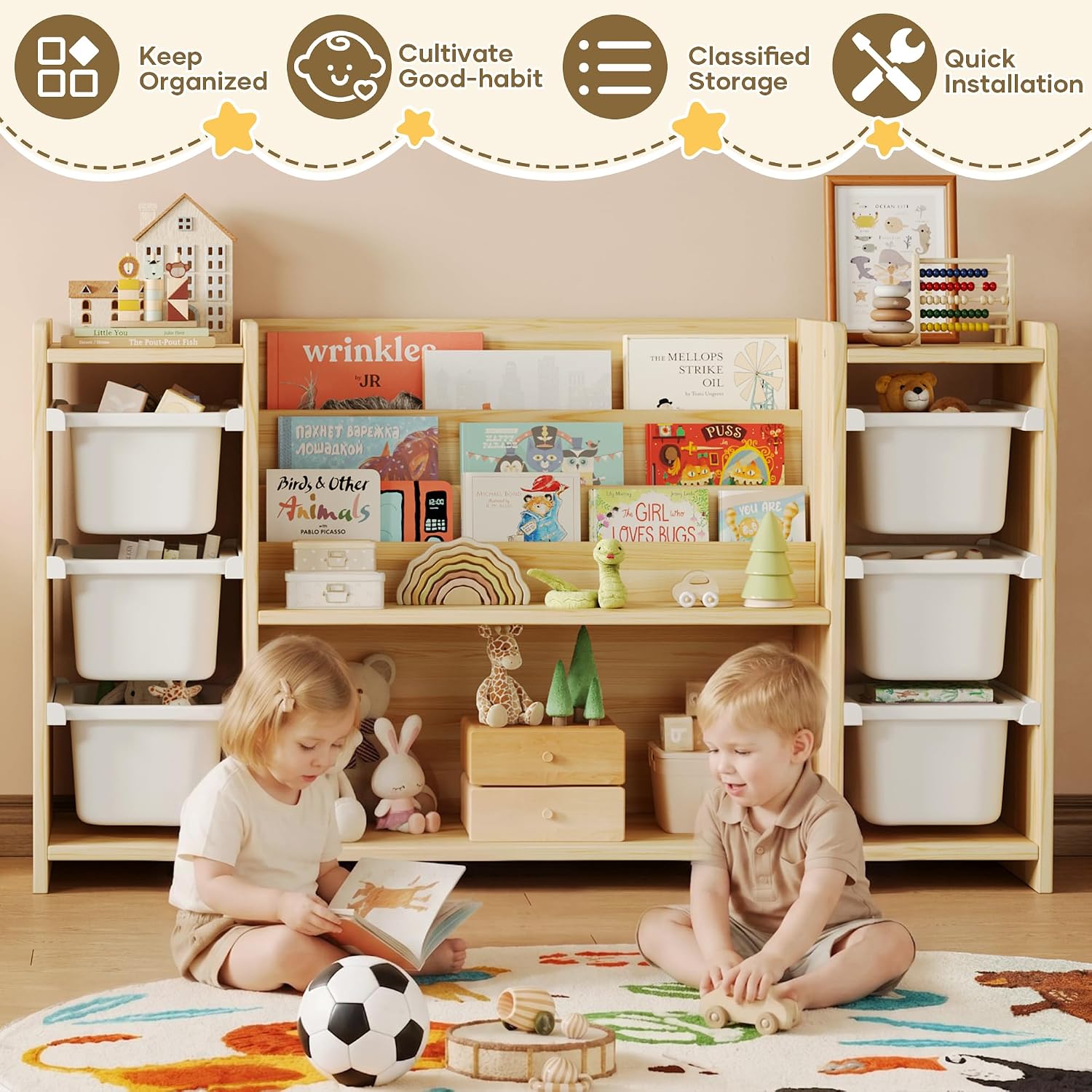 ตู้เก็บของเล่นเด็กและชั้นวางหน - Montessori Shelf Toy บทวิจารณ์และราคา