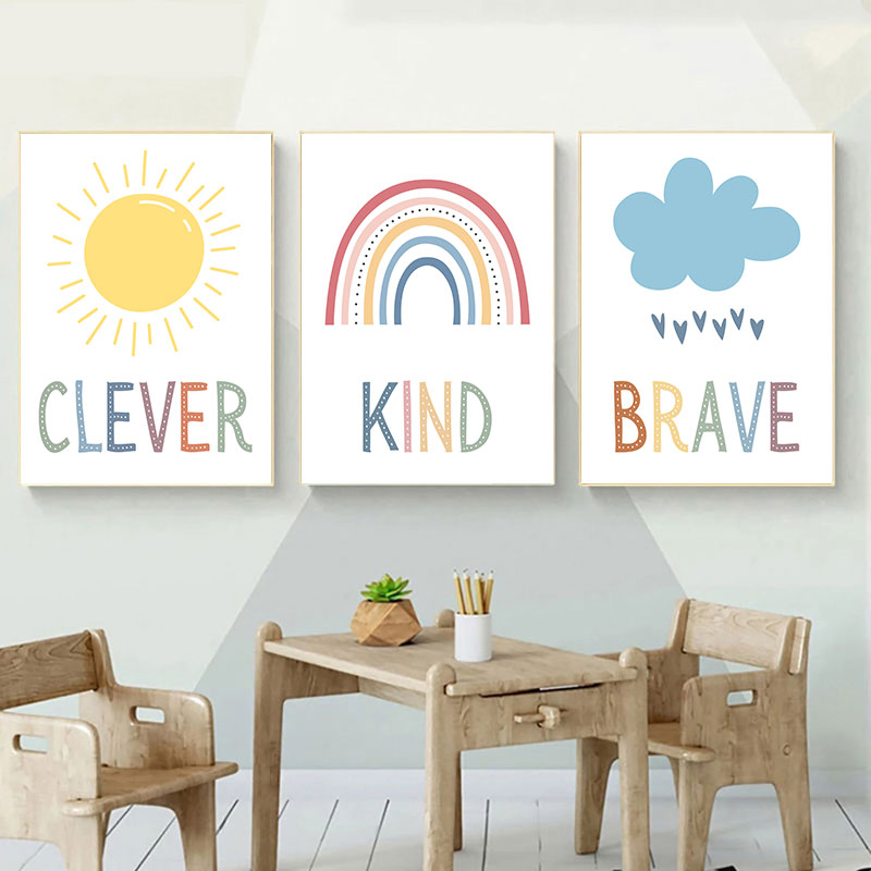น่ารัก Sun Rainbow Cloud Canva - Kids Education Quote บทวิจารณ์และราคา
