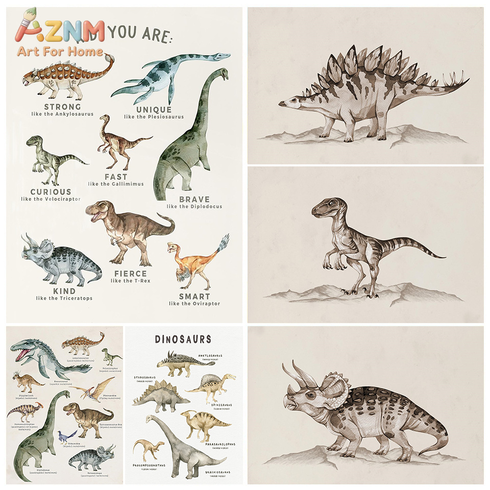 AZNM ศิลปะบนผืนผ้าใบลายไดโนเสา - Kids Education Quote บทวิจารณ์และราคา