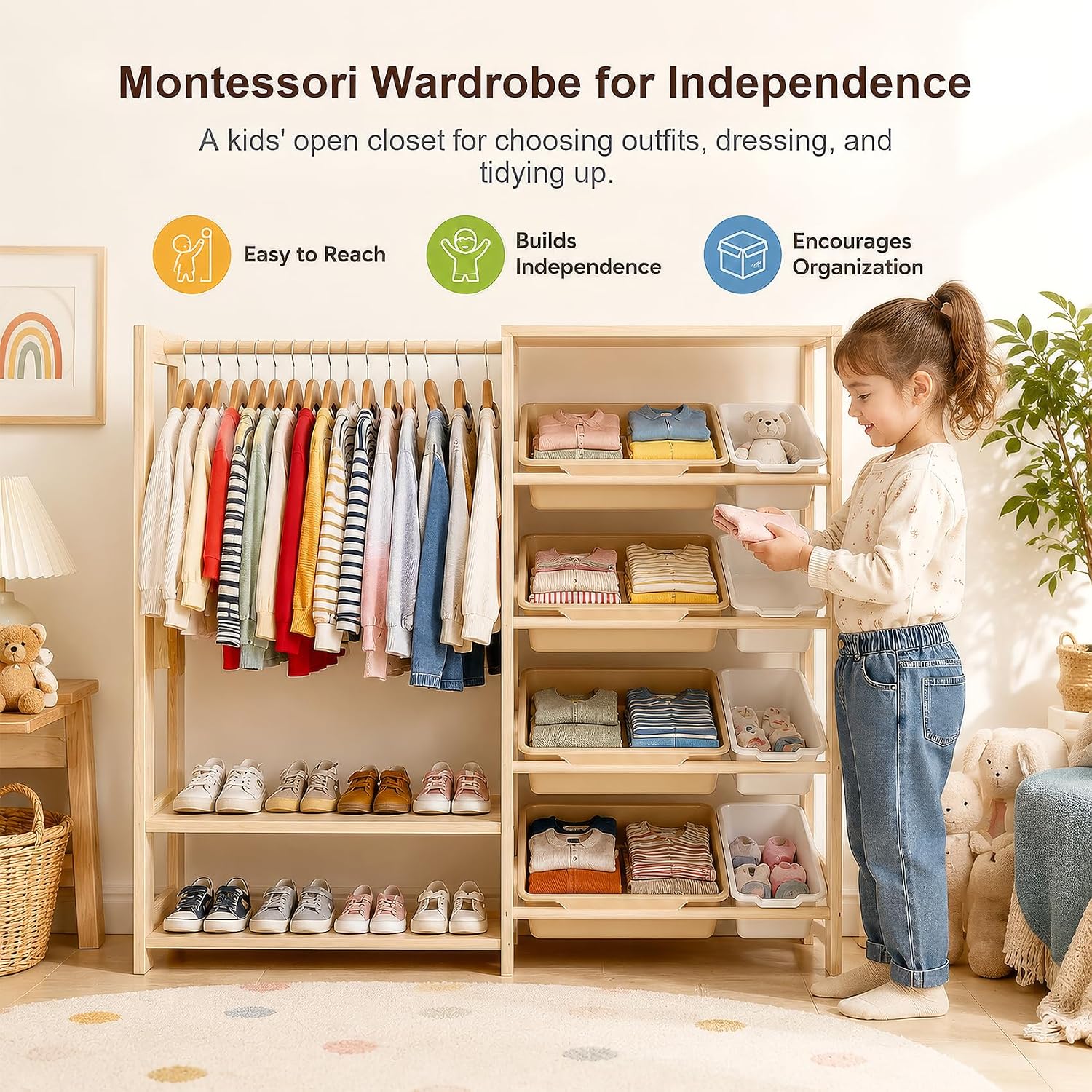ตู้เสื้อผ้าและที่เก็บของเล่นสำ - Montessori Shelf Toy บทวิจารณ์และราคา